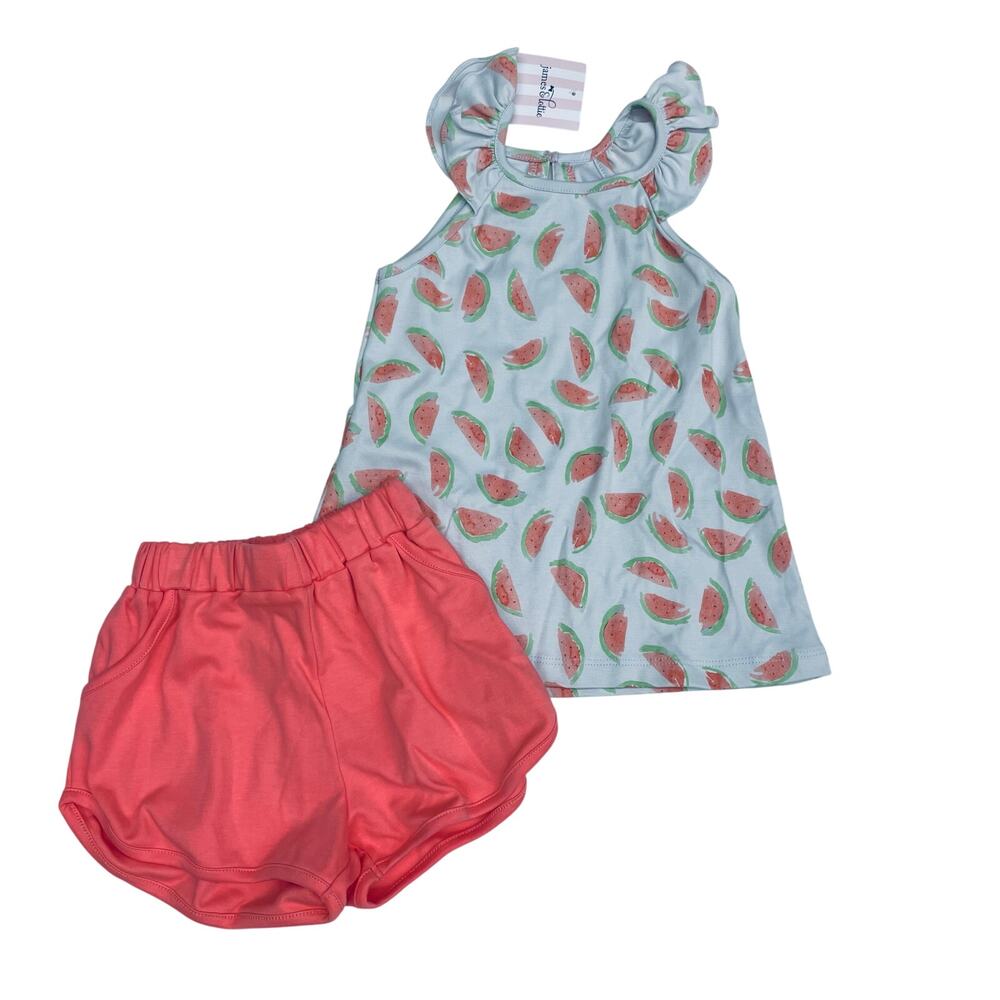 NWT James & Lottie Size 5 Watermelon Sloane Short Set